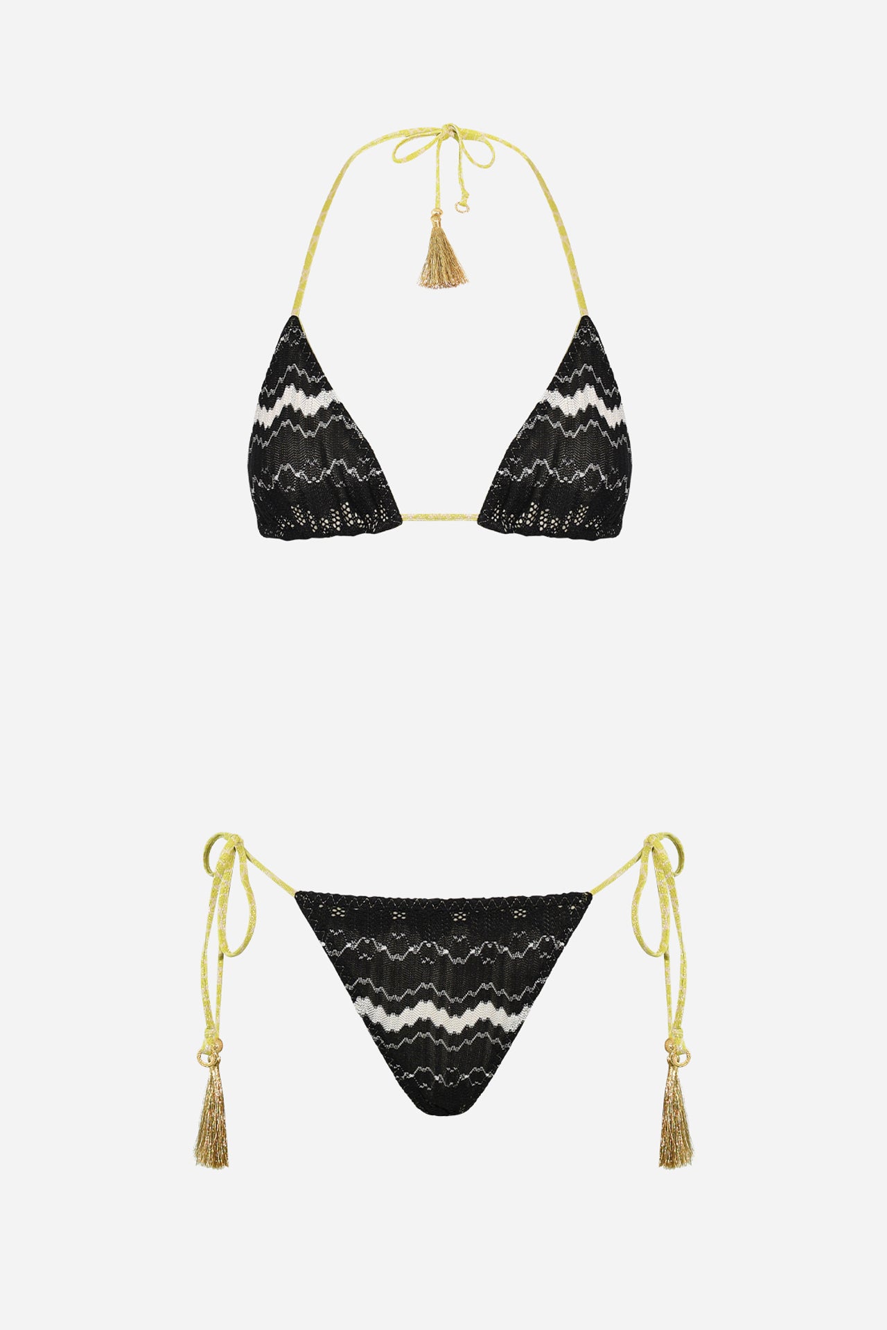 Black White Knit Reversible Triangle Bikini