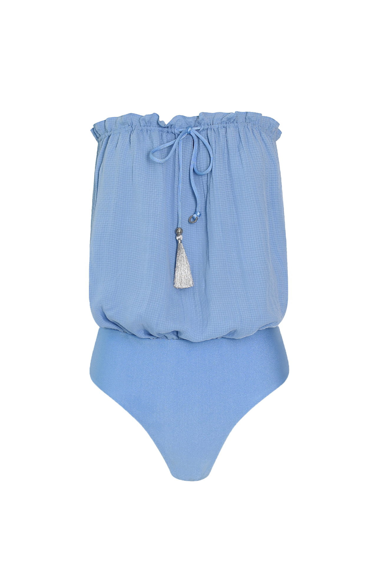 SkyBlue Bandeau Silk Swimsuit