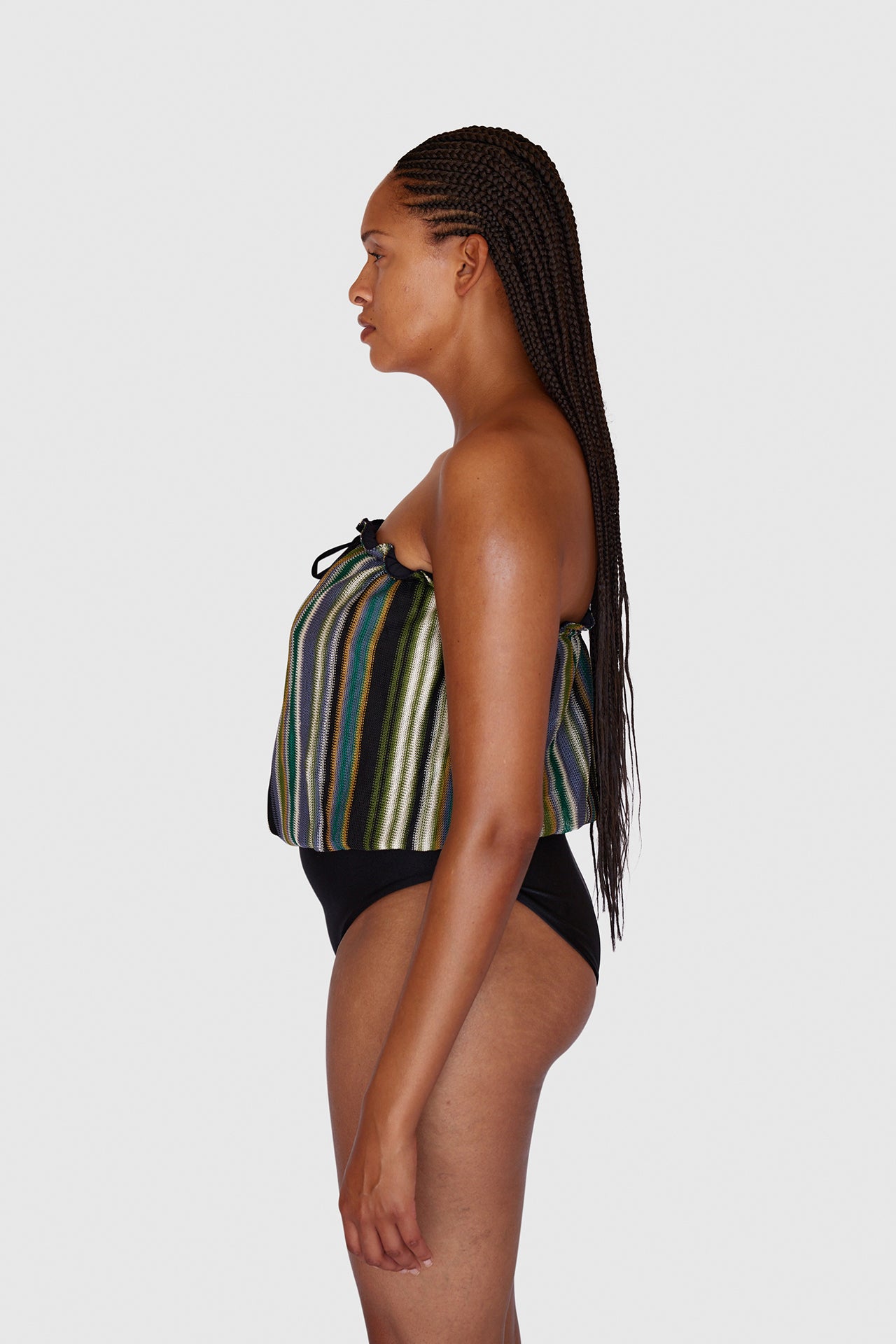 Stripe Knit Bandeau Swimsuit