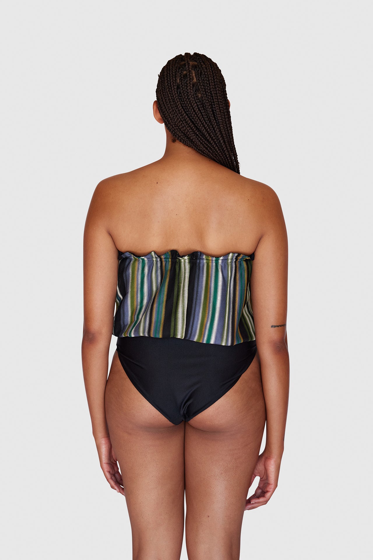 Stripe Knit Bandeau Swimsuit