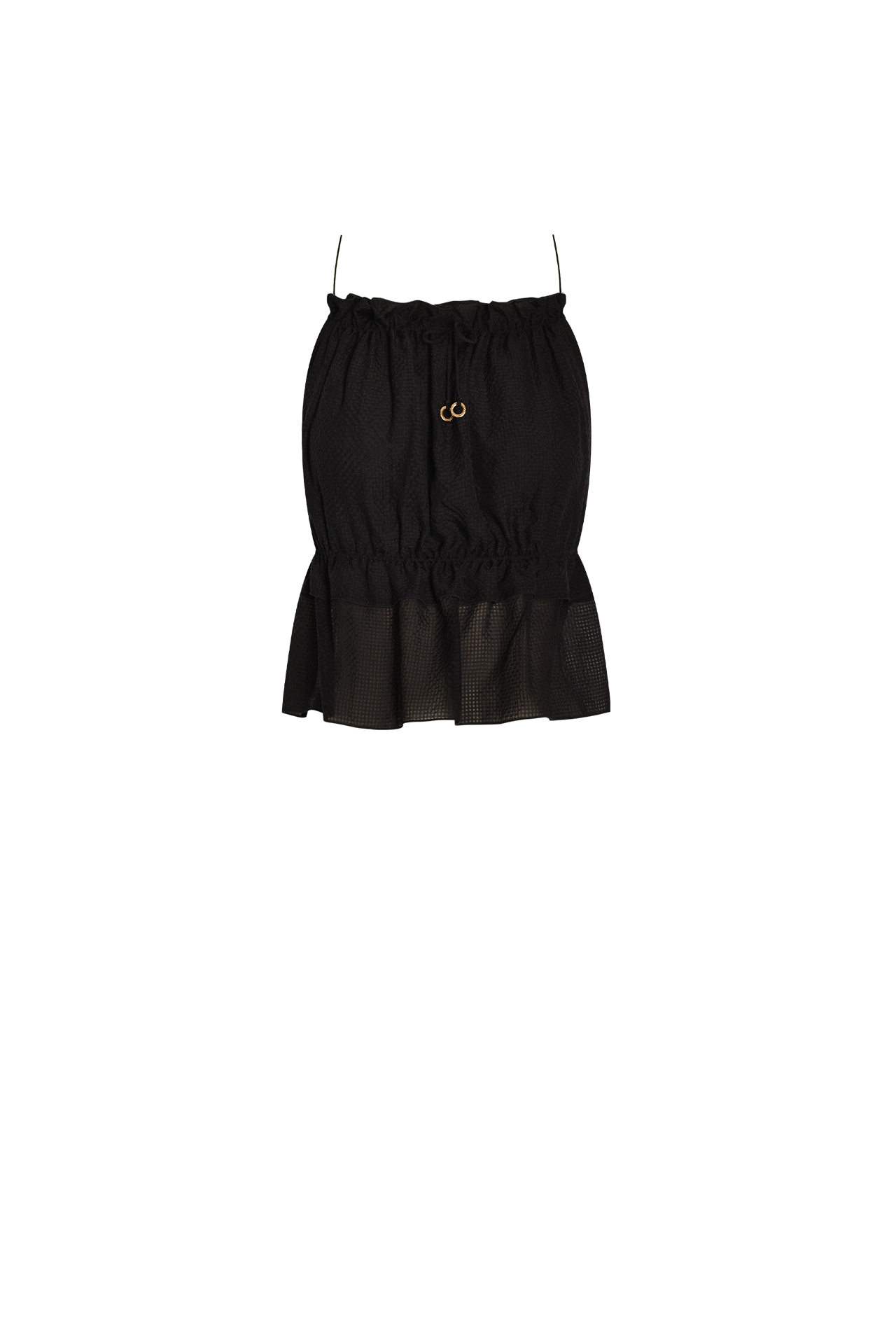Black String Silk Top