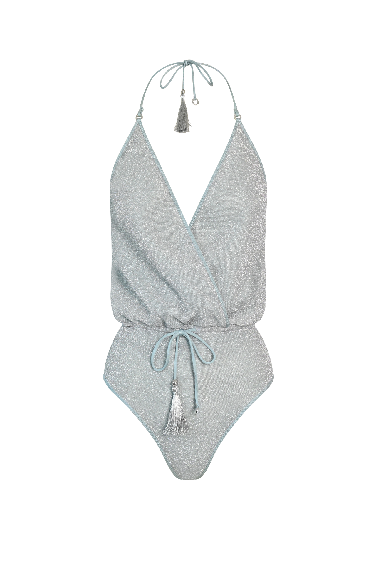 Ice Blue Glitter V-Swimsuit