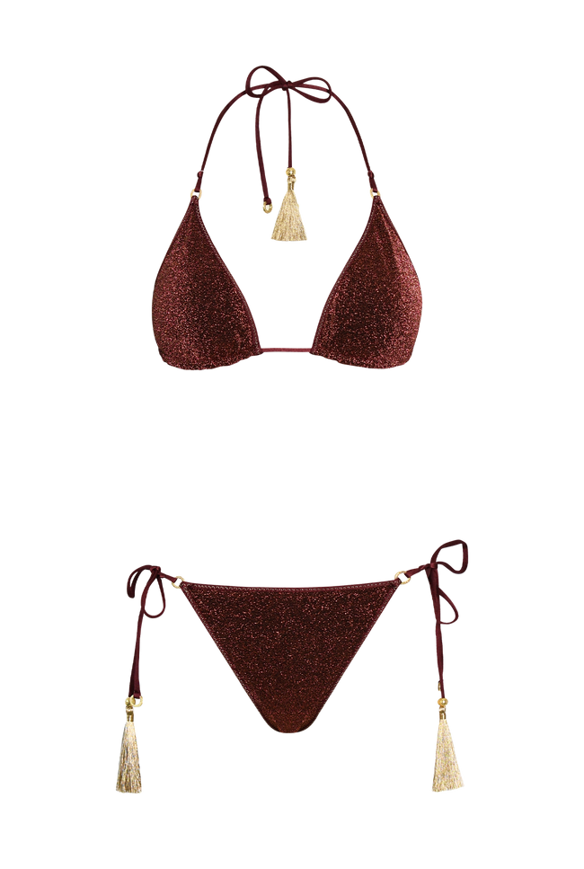 Bordeaux Glitter Triangle Bikini