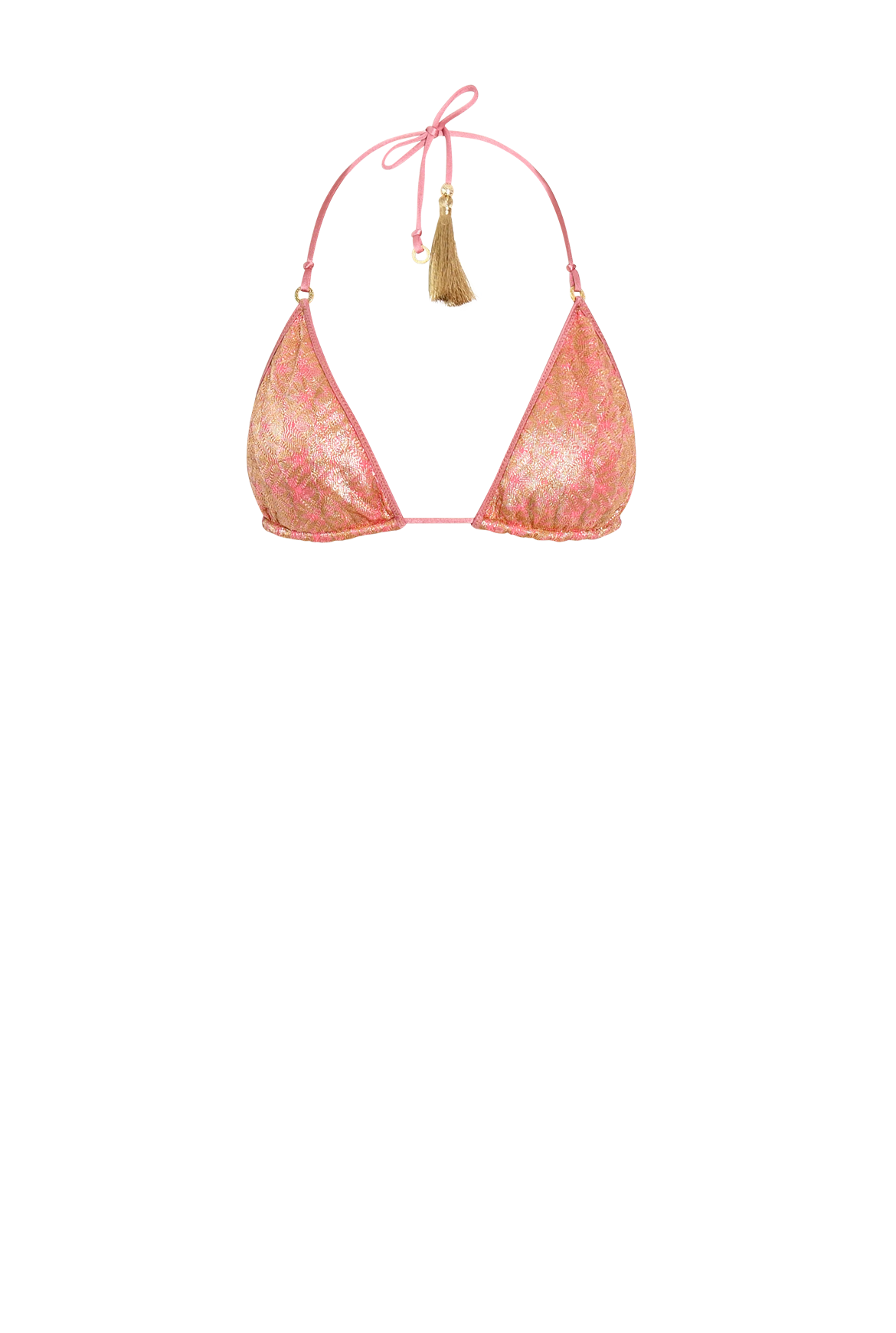 Gold Rose Knit Tiny Triangle Bikini - Top