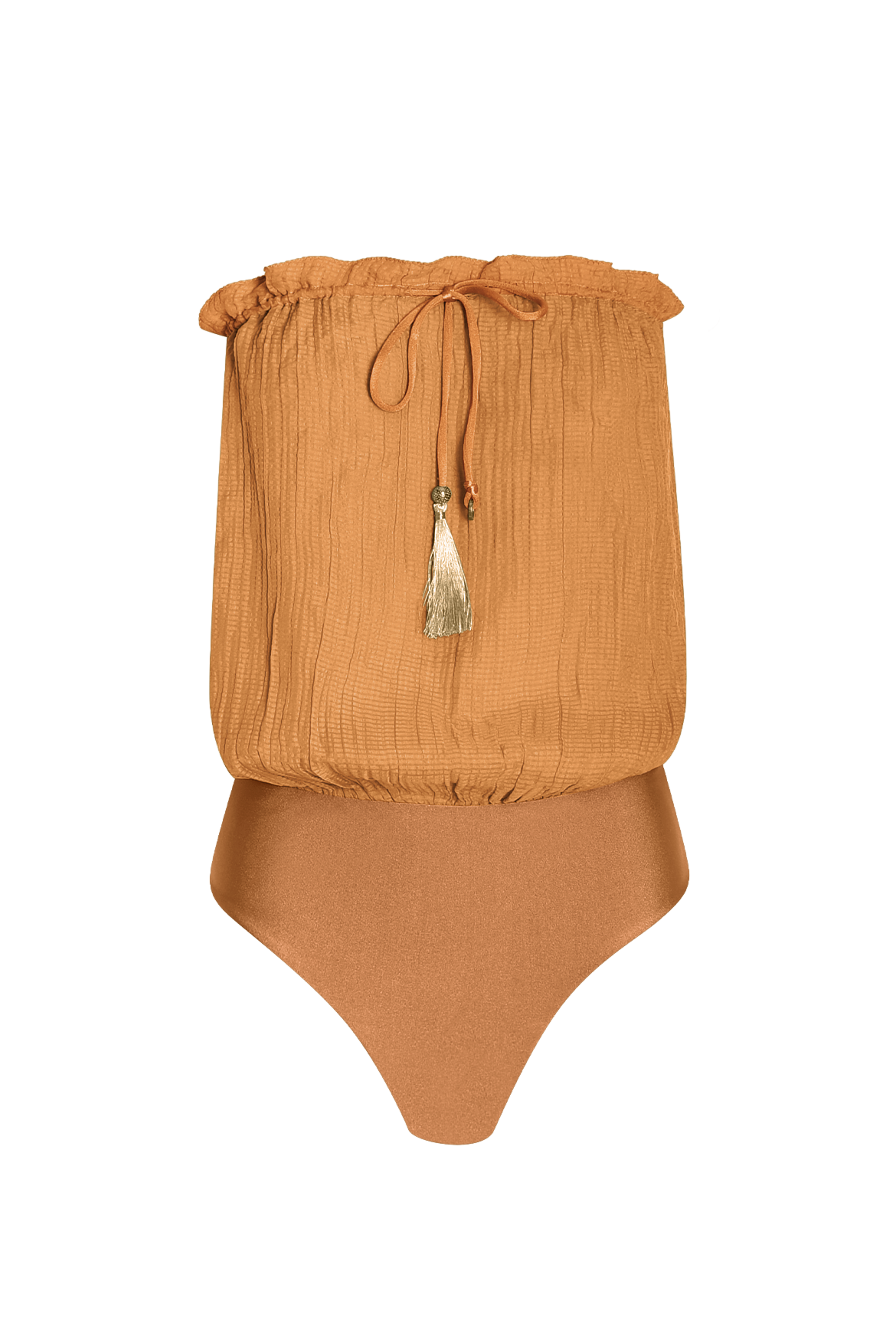 Rust Bandeau Silk Swimsuit