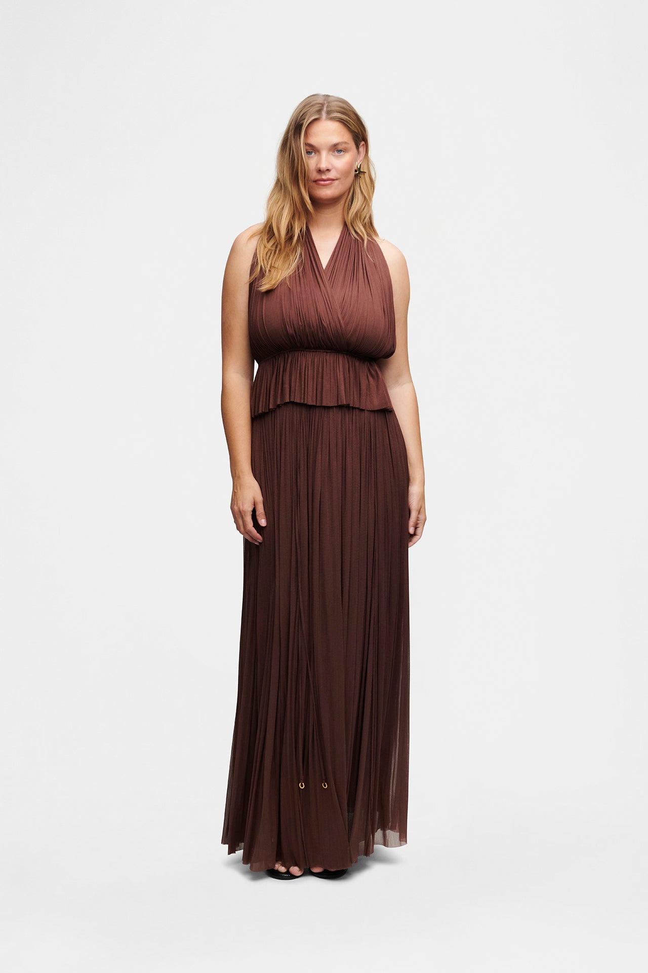 Brown Silk Tulle Top