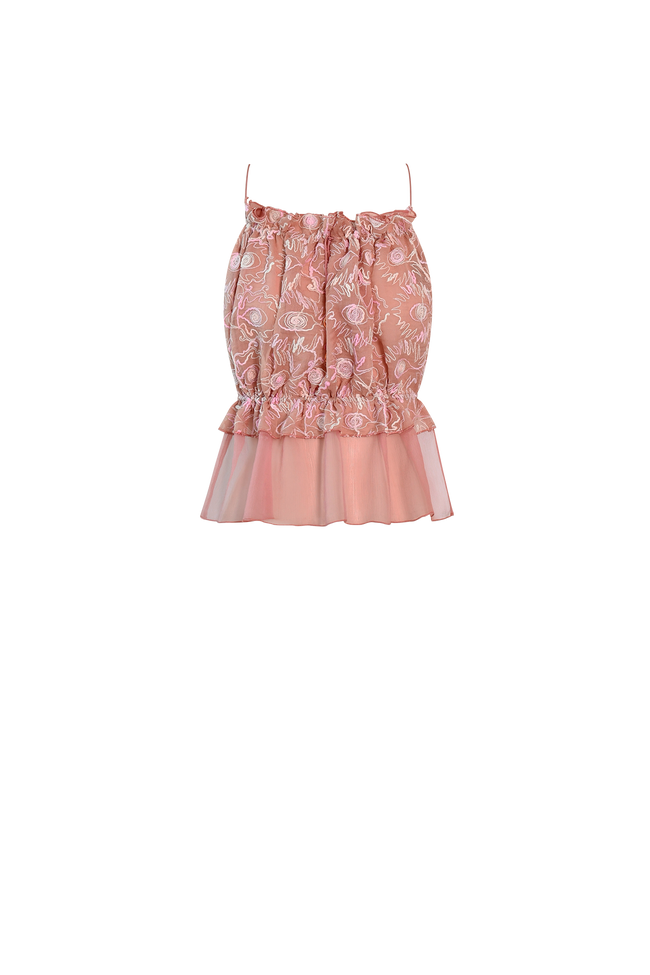 Rose Swirl String Silk Top