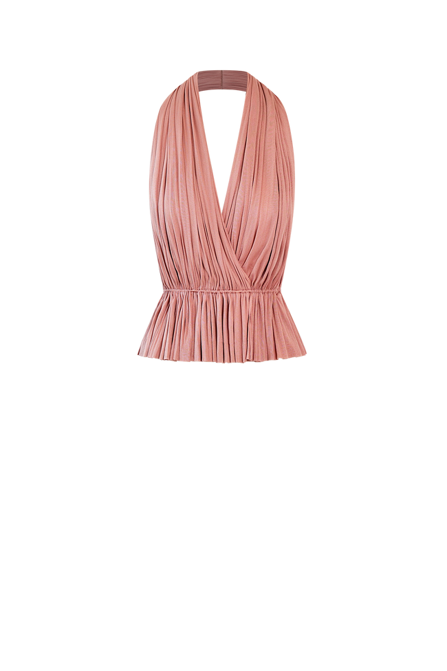 Blush Silk Tulle Top