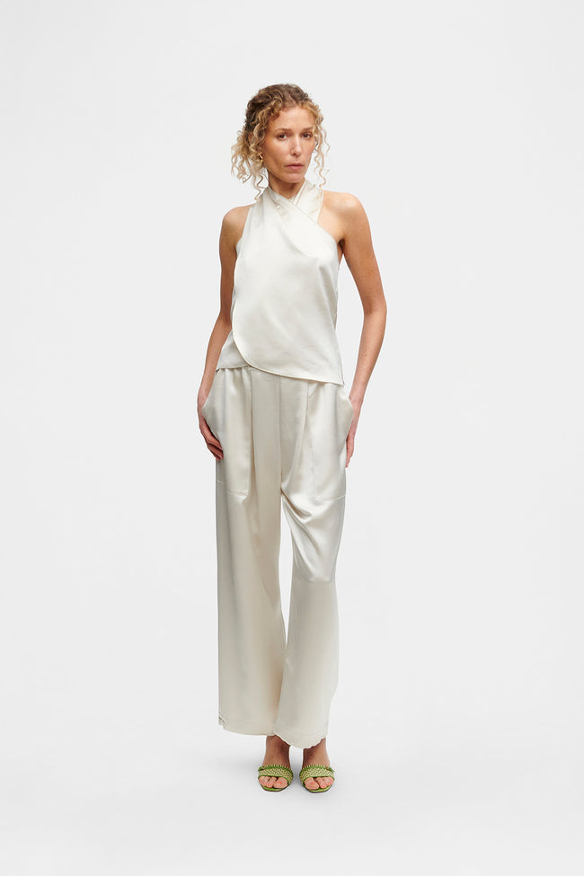 White Satin Trousers
