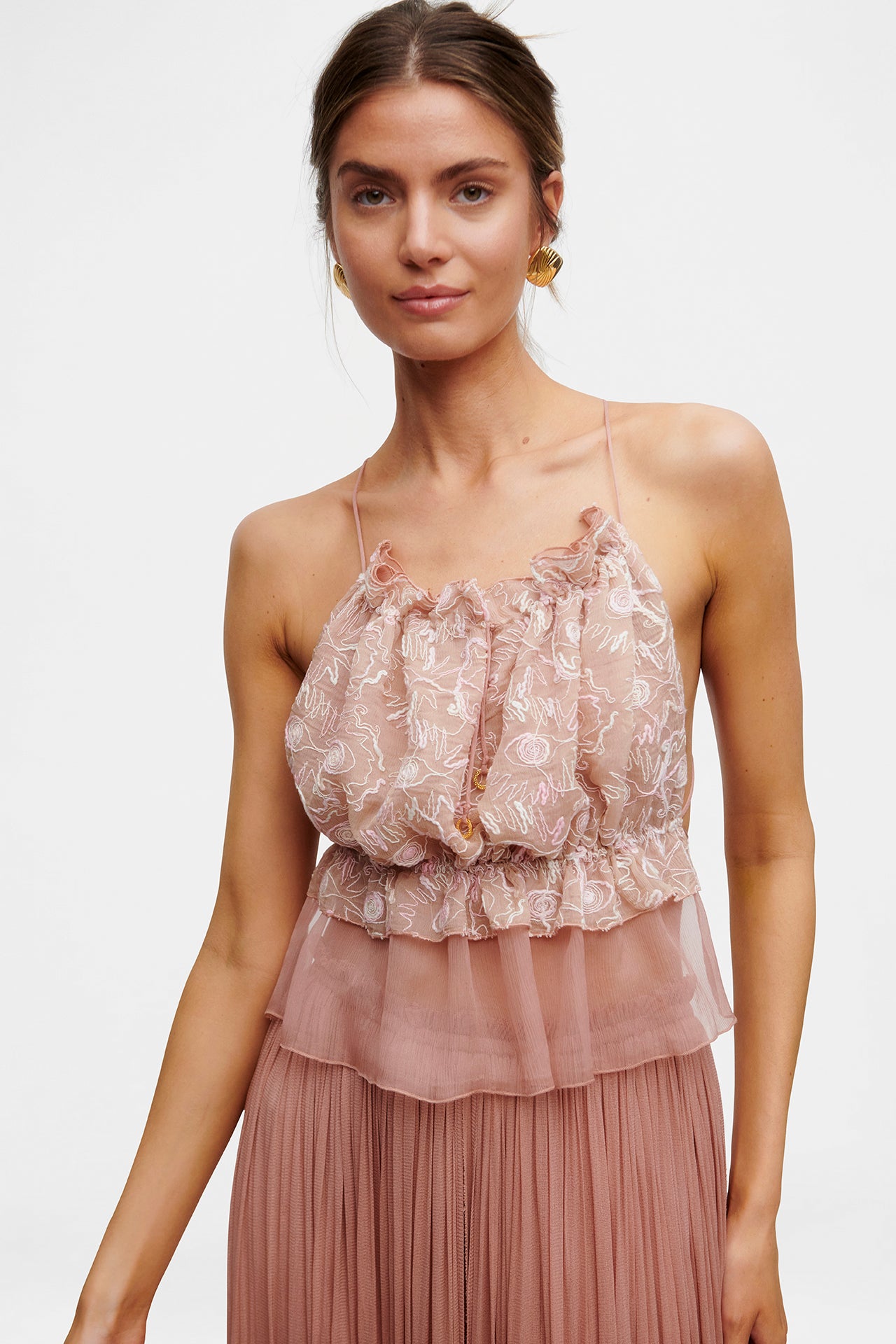 Rose Swirl String Silk Top