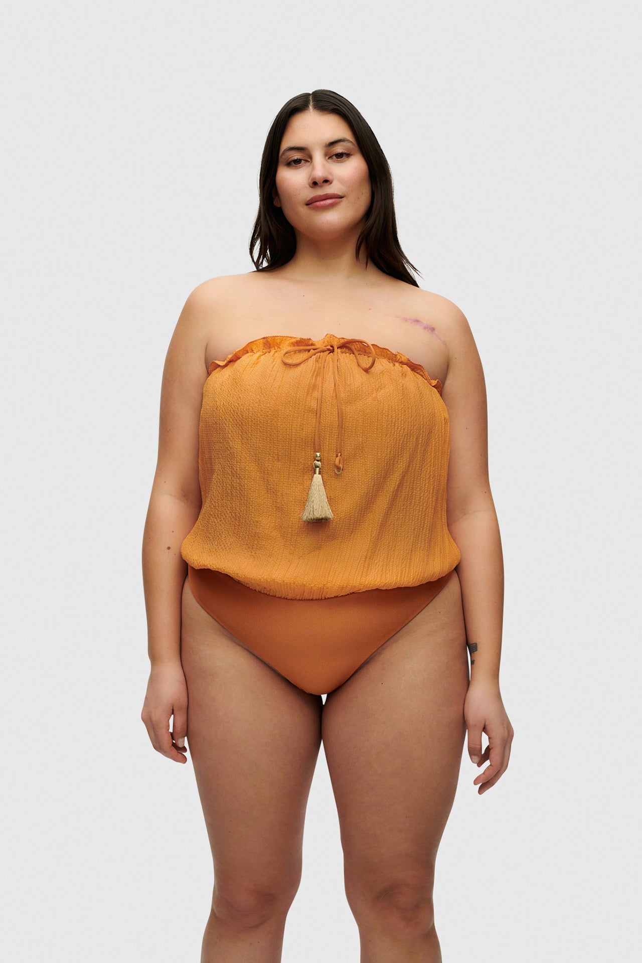 Rust Bandeau Silk Swimsuit