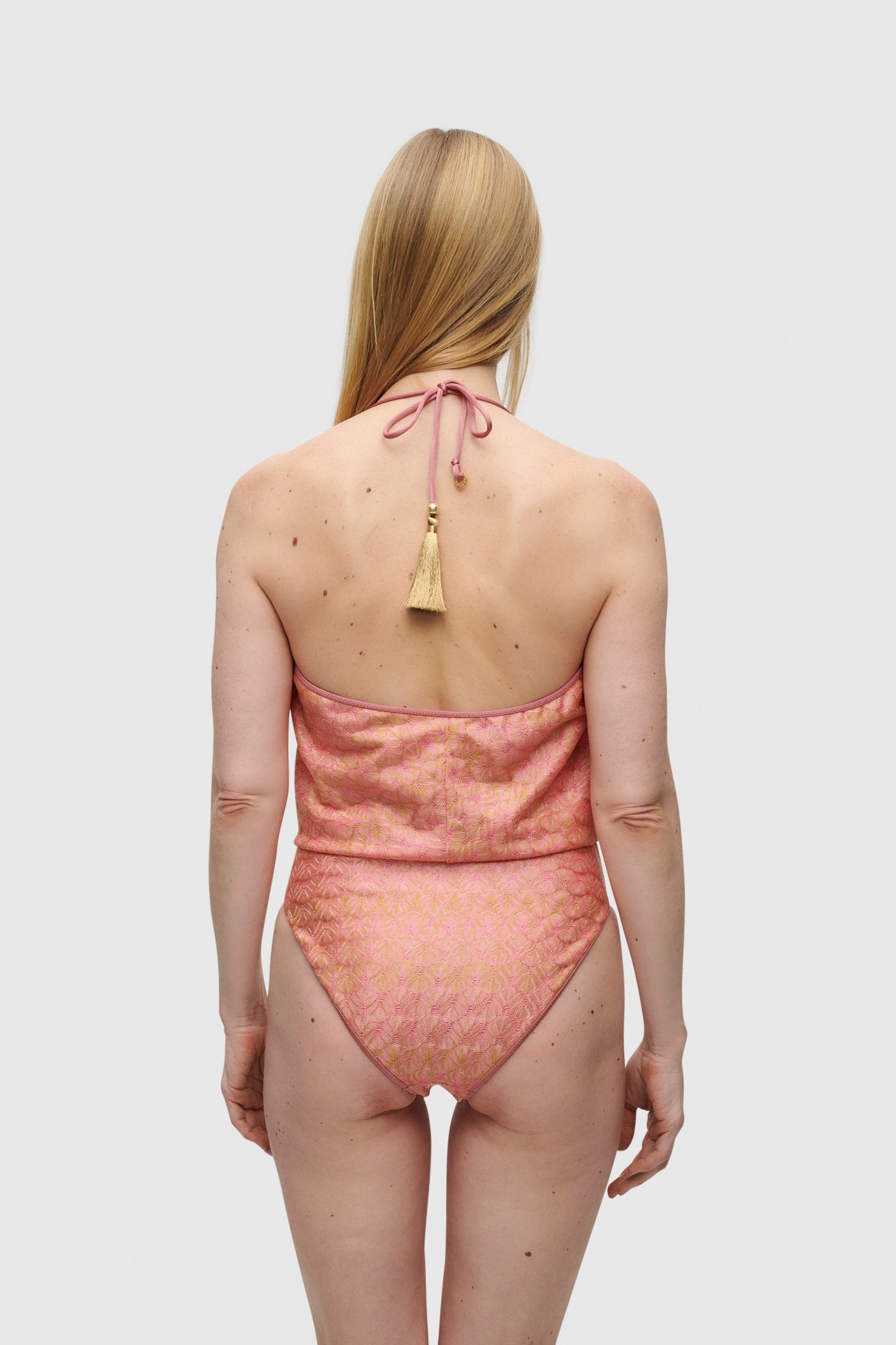 Rose Knit V-Swimsuit