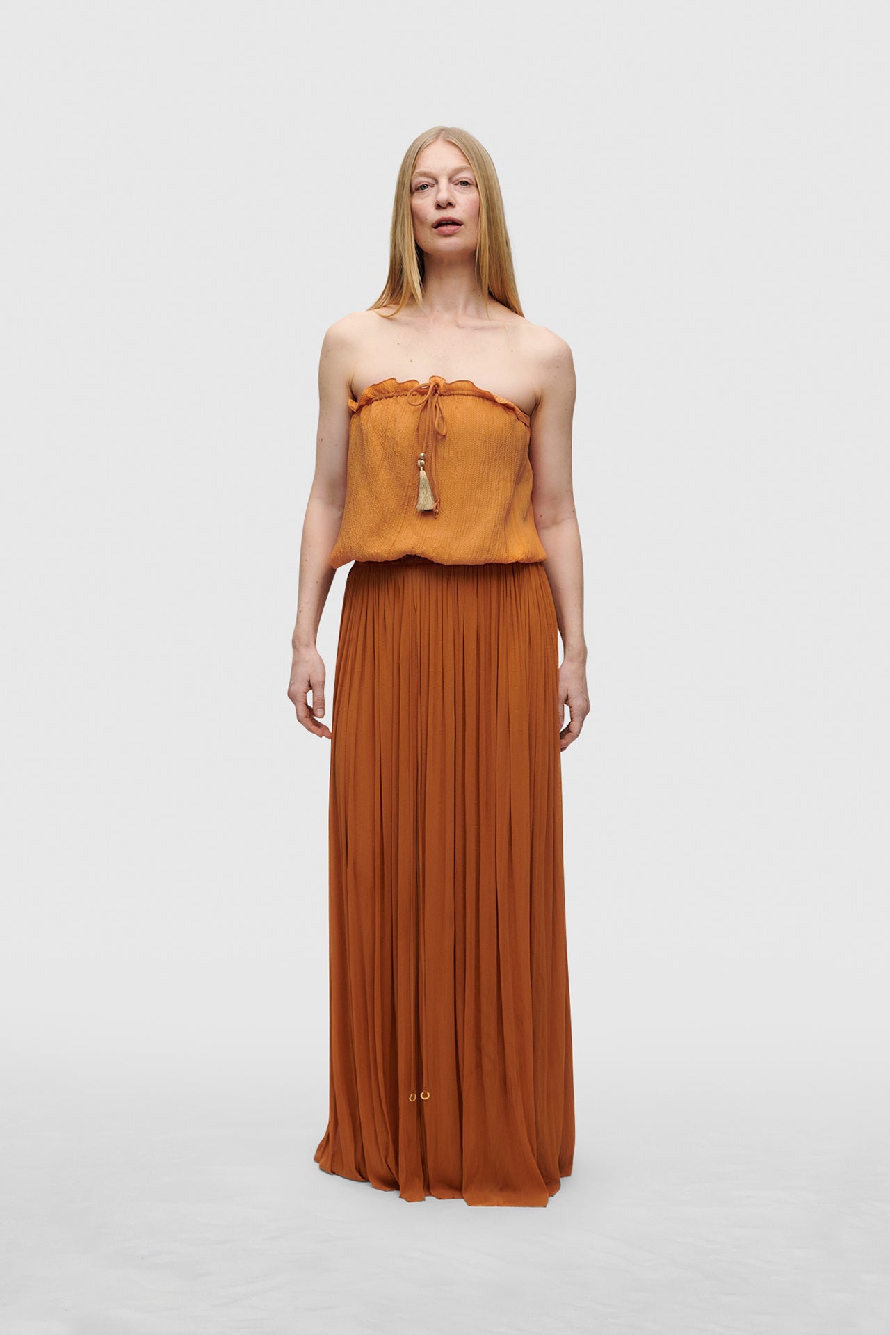 Rust Bandeau Silk Swimsuit