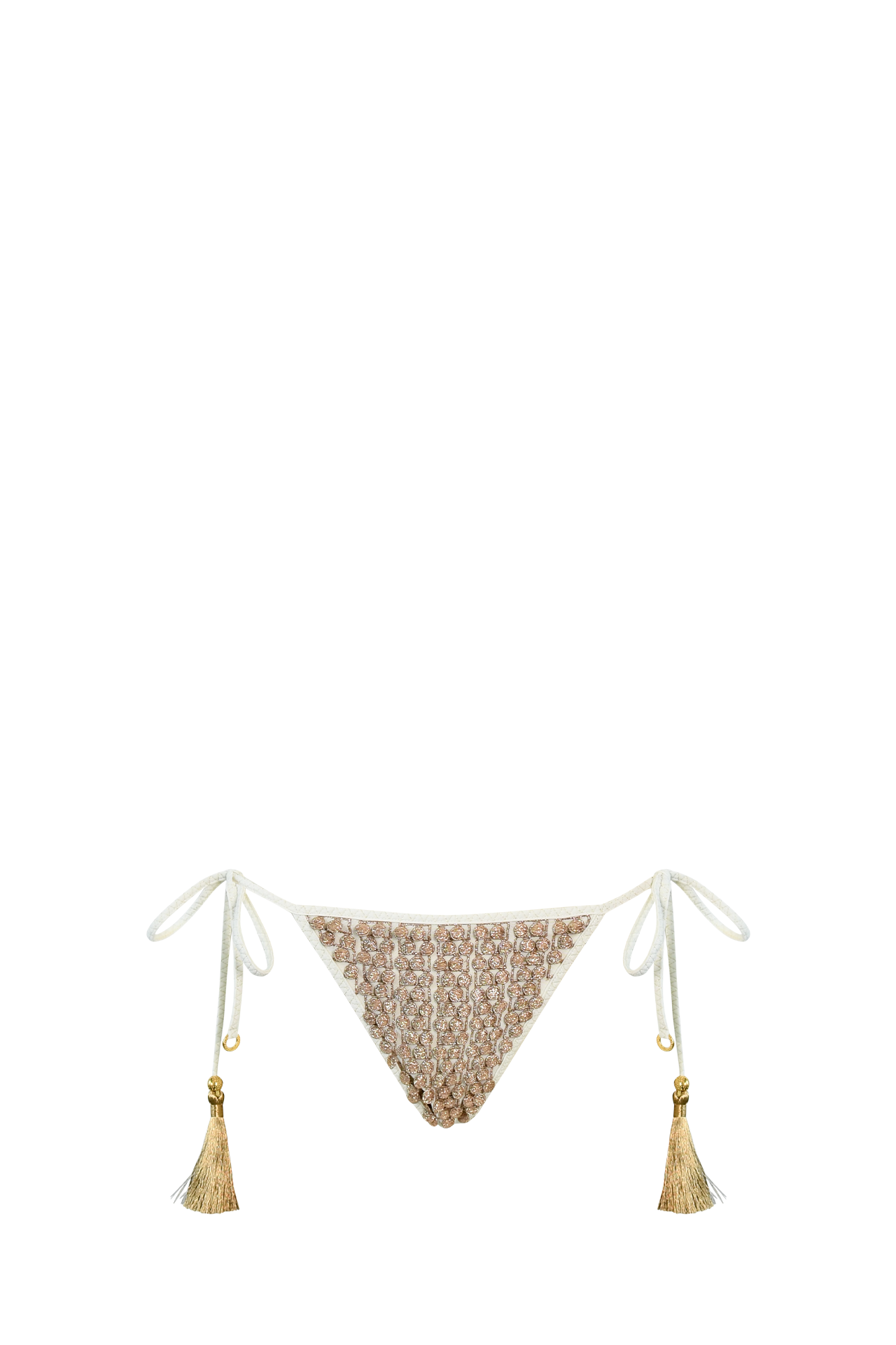 White Pom Pom Triangle Bikini - Bottom