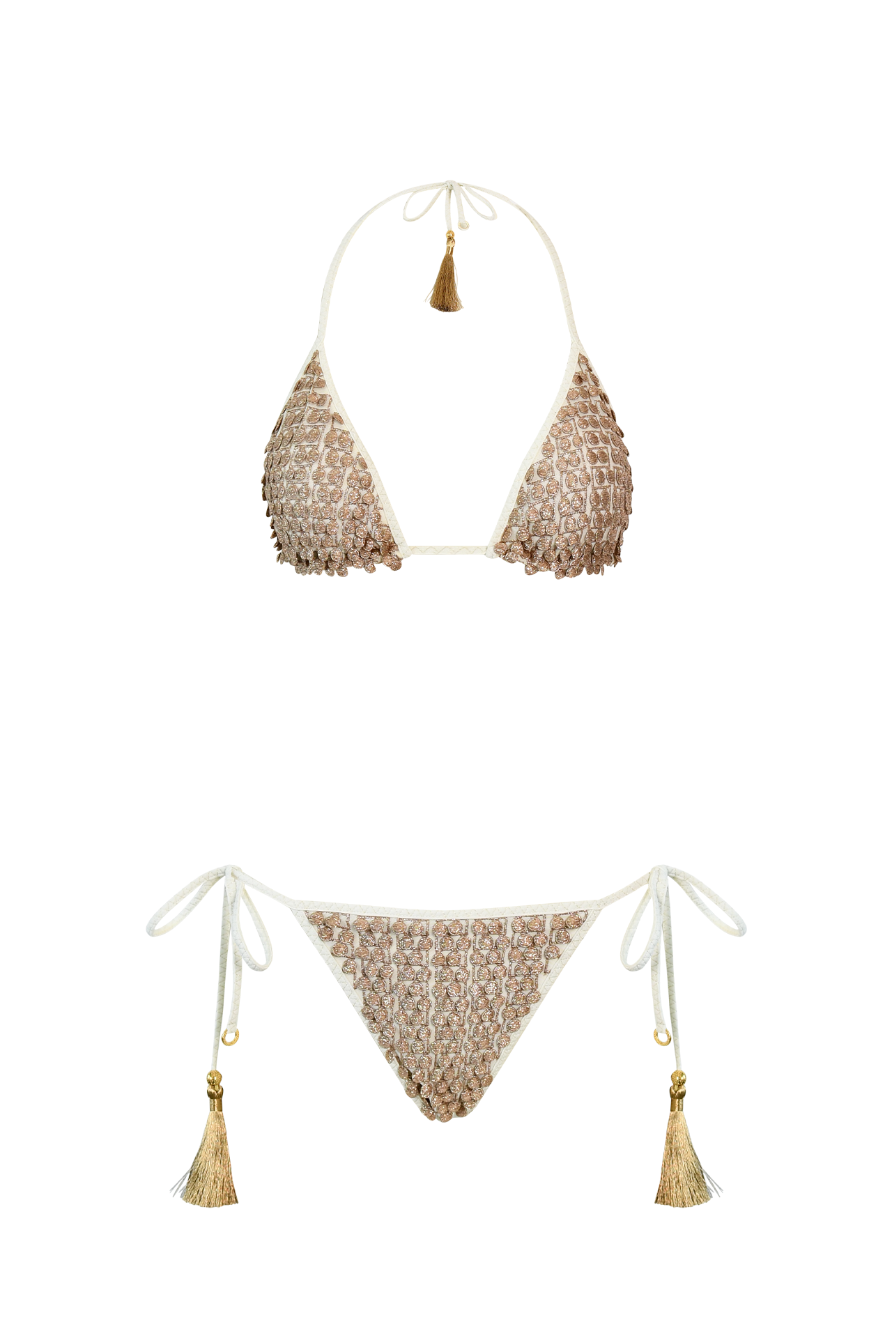 White Pom Pom Triangle Bikini