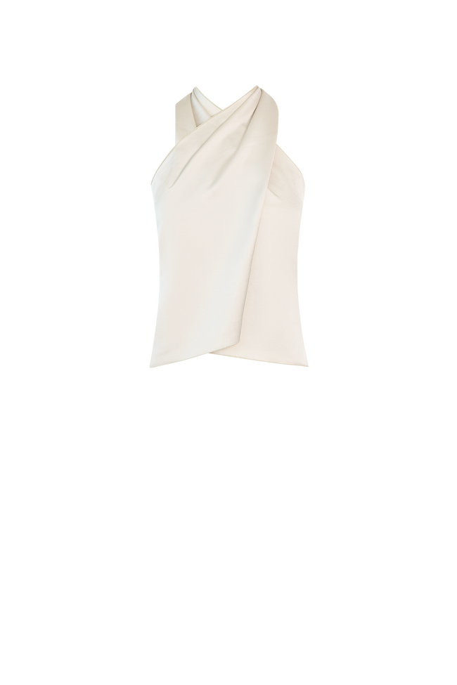 White Satin Tie Top