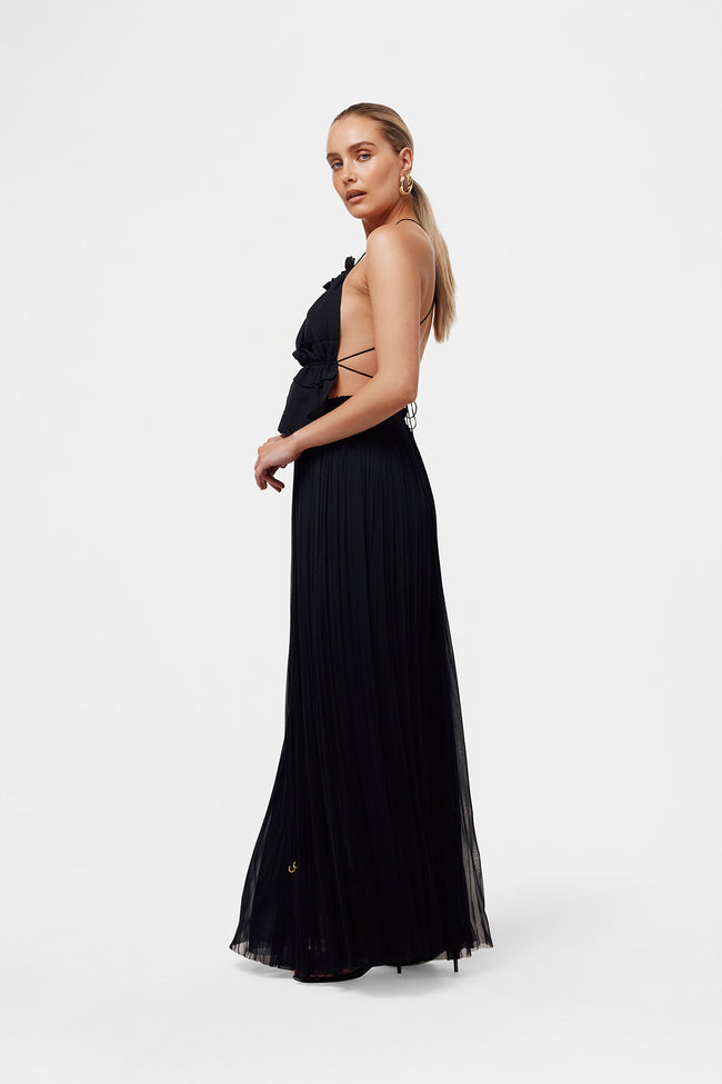 Black String Silk Top