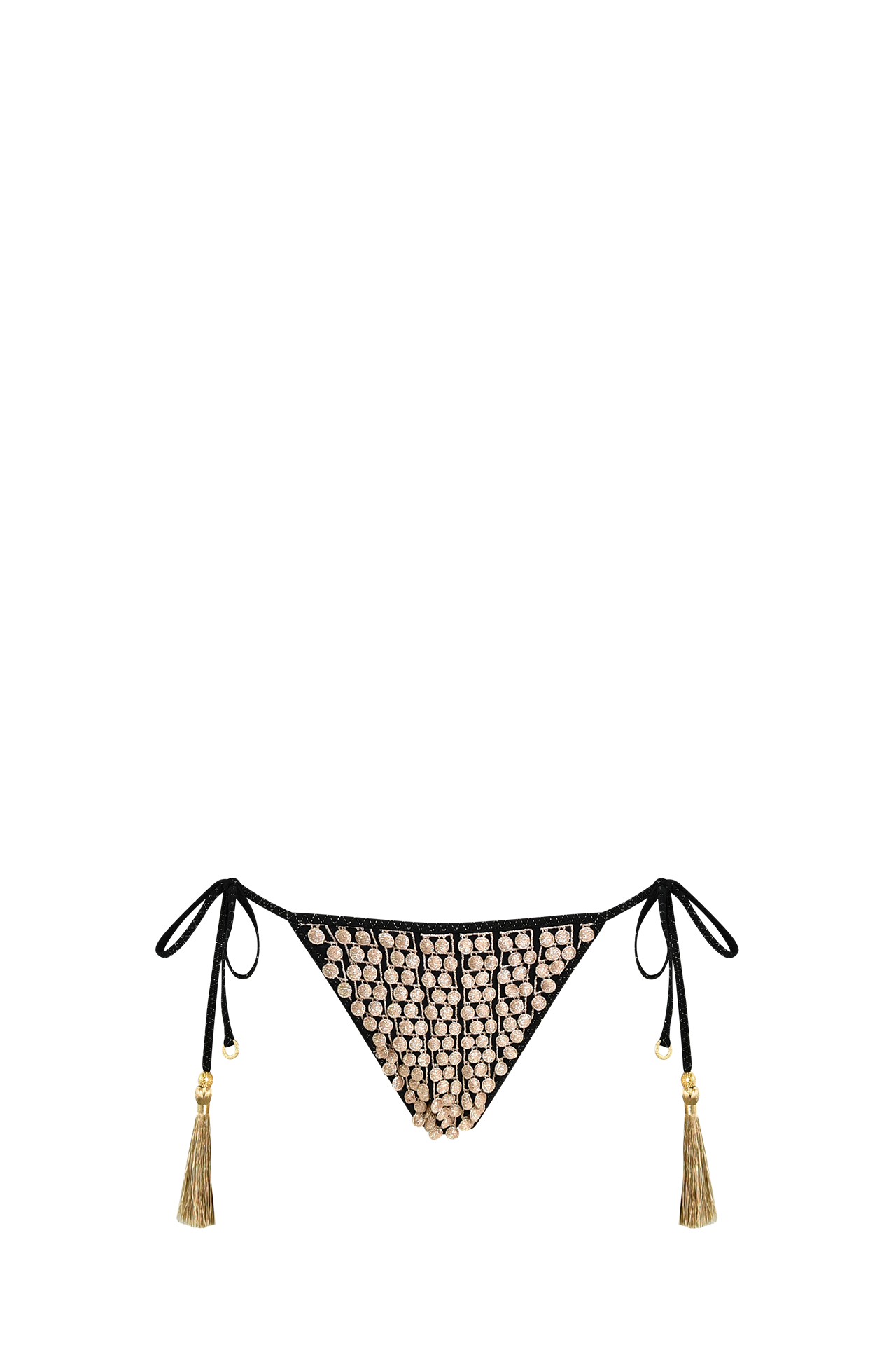 Black Pom Pom Triangle Bikini - Bottom