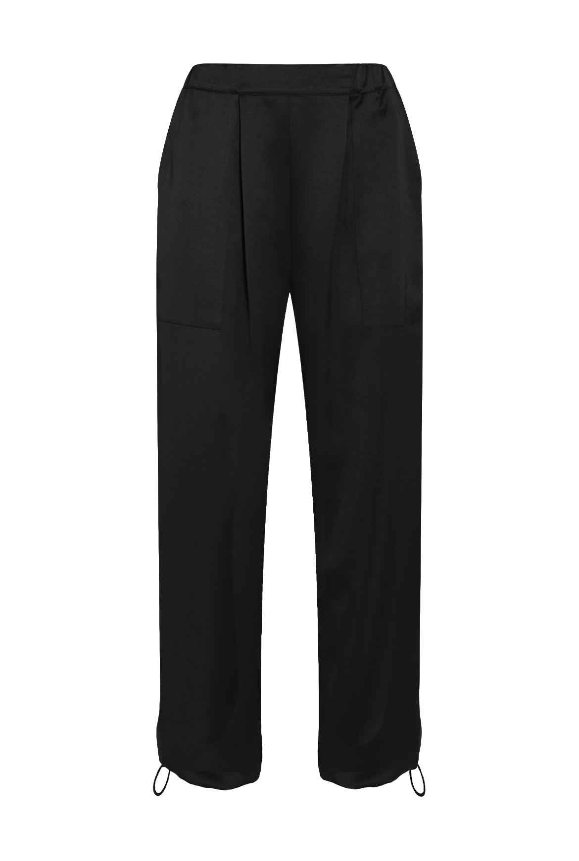 Product photo of Black Satin Trousers perfect for resort, party & wedding.