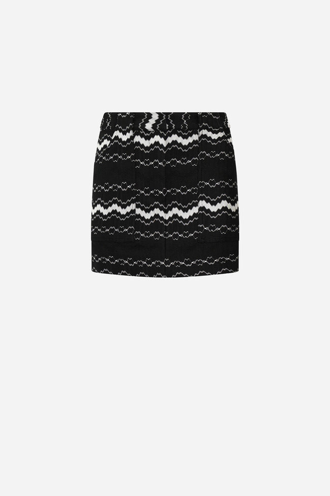 Black White Knit Mini Skirt