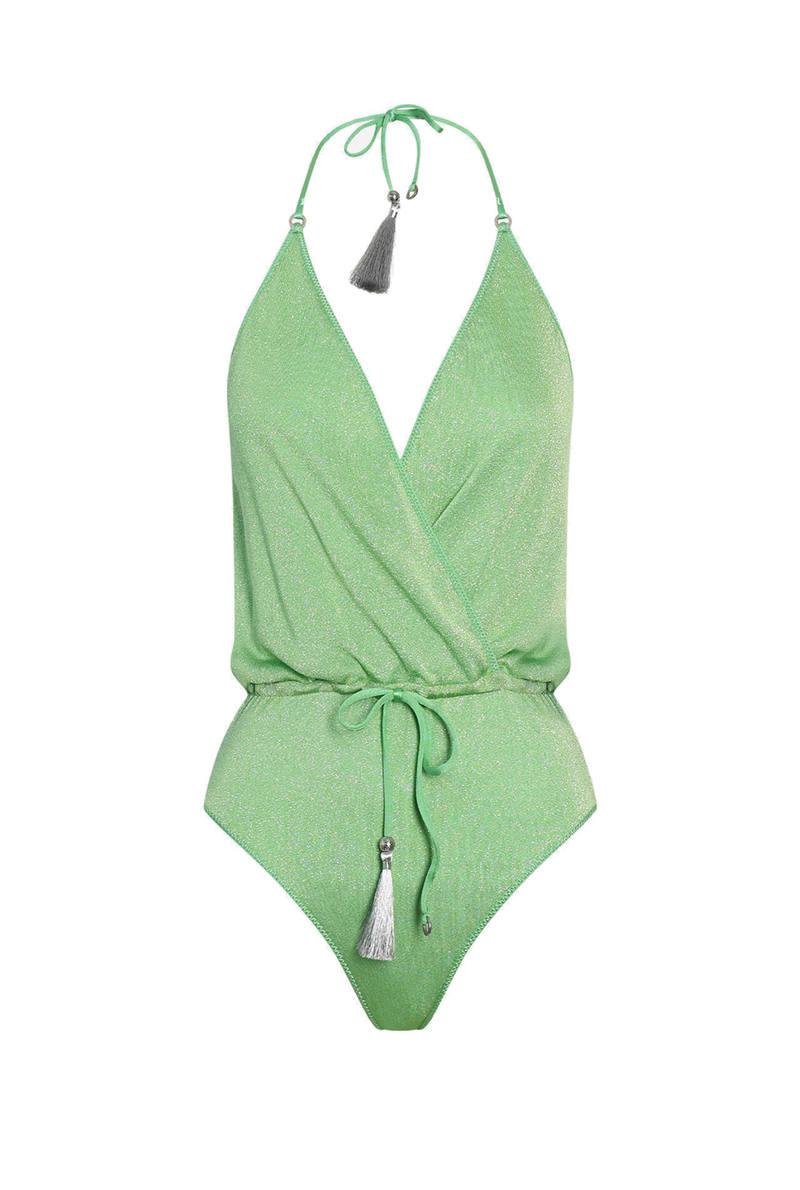 Mint Glitter V-Swimsuit