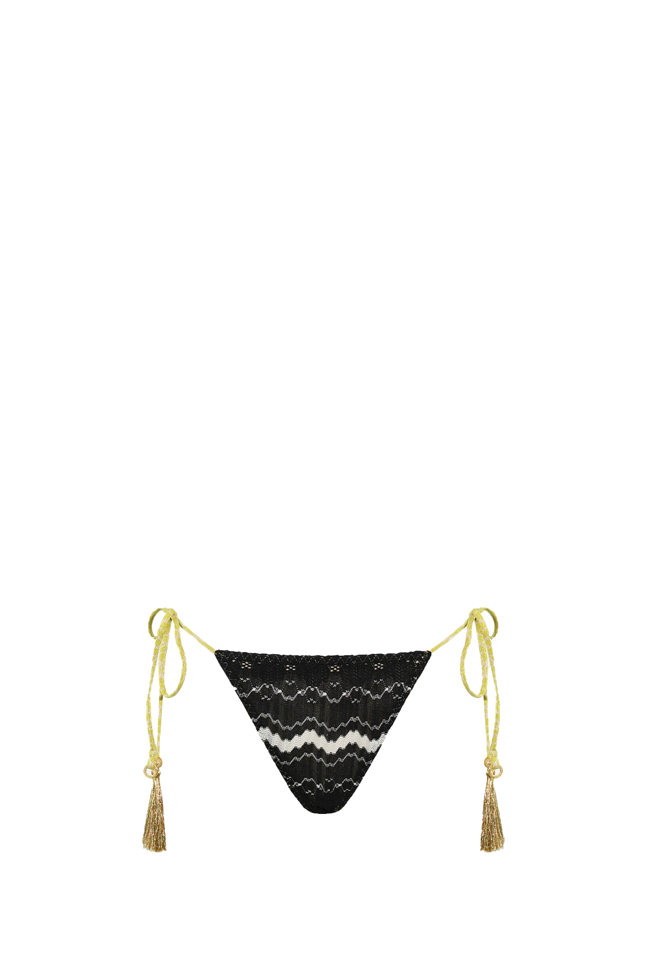 Black White Knit Reversible Triangle Bikini - Bottom
