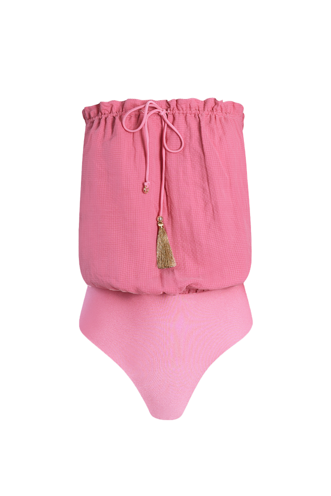 BubbleGum Bandeau Silk Swimsuit