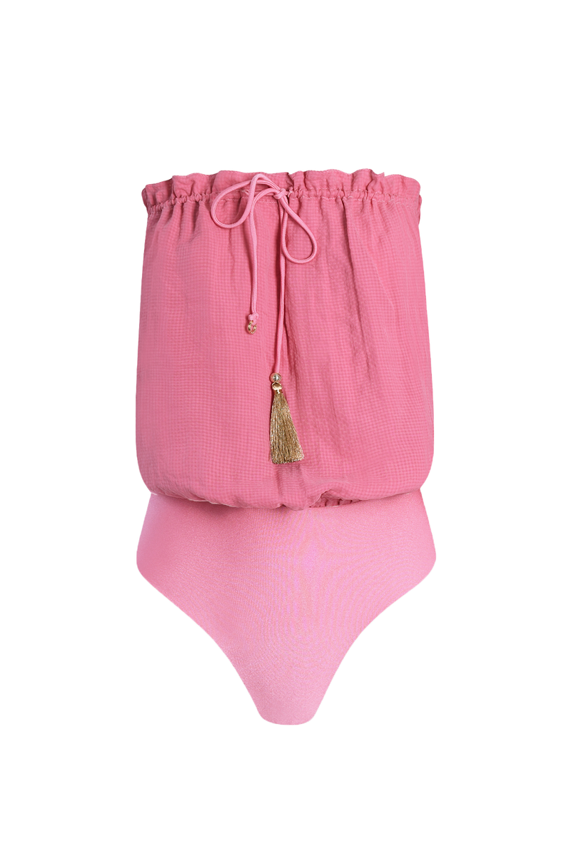 BubbleGum Bandeau Silk Swimsuit