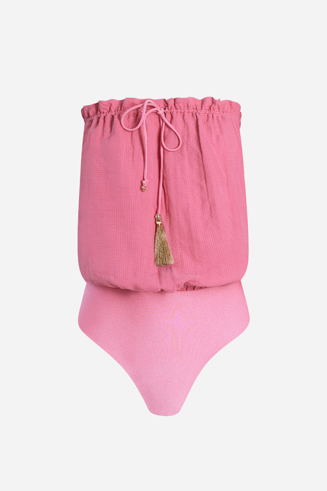 BubbleGum Bandeau Silk Swimsuit