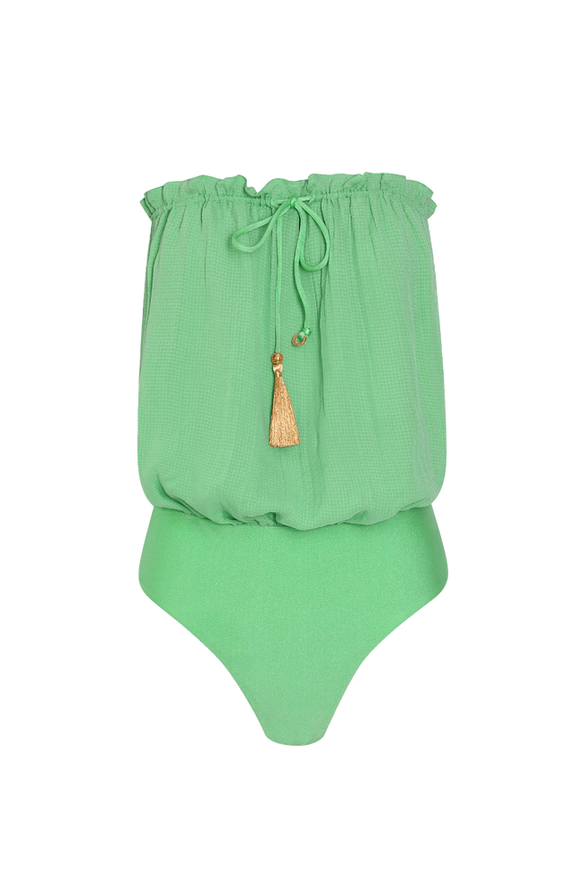 Mint Bandeau Silk Swimsuit