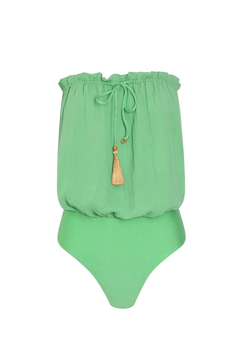 Mint Bandeau Silk Swimsuit