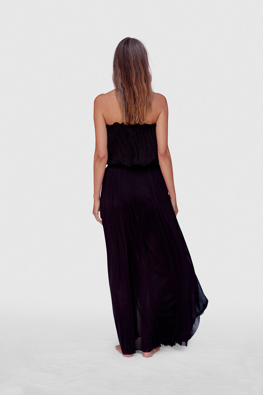Black Bandeau Silk Swimsuit - Backside - Product - Hanne Bloch