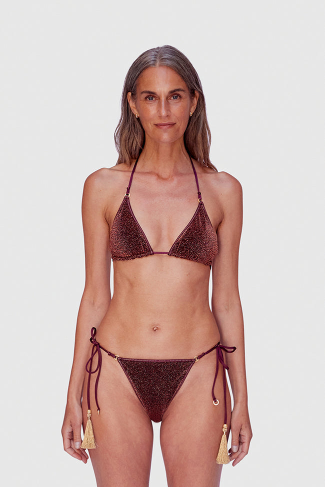 Bordeaux Glitter Triangle Bikini