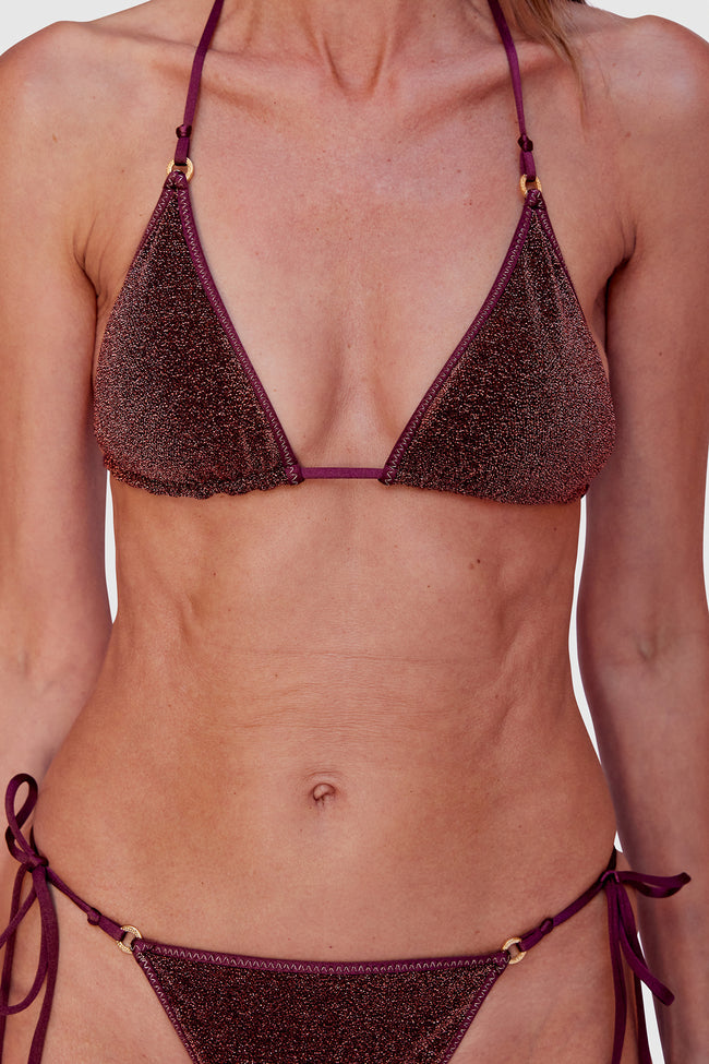 Bordeaux Glitter Triangle Bikini