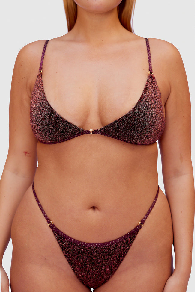 Bordeaux Glitter Brazilian Bikini