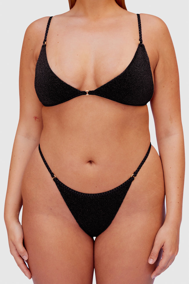 Black Glitter Brazilian Bikini - Product - Hanne Bloch