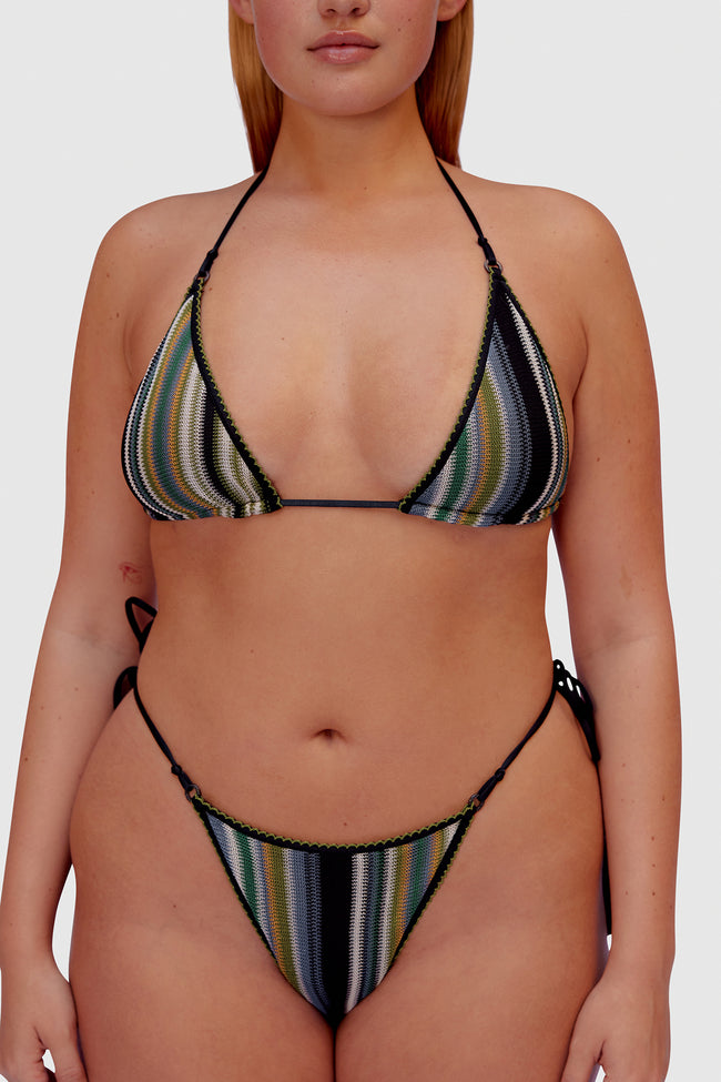 Stripe Knit Winziger Triangel-Bikini