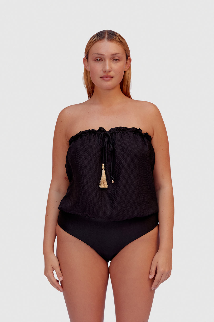 Black Bandeau Silk Swimsuit - Product - Hanne Bloch