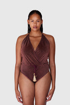 Bordeaux Glitter V-Swimsuit