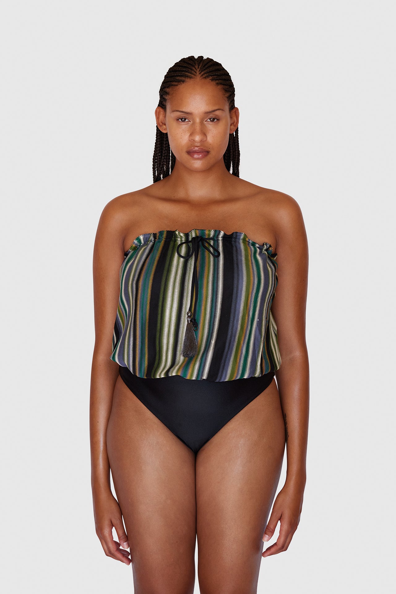 HANNE BLOCH Stripe Knit Bandeau Swimsuit