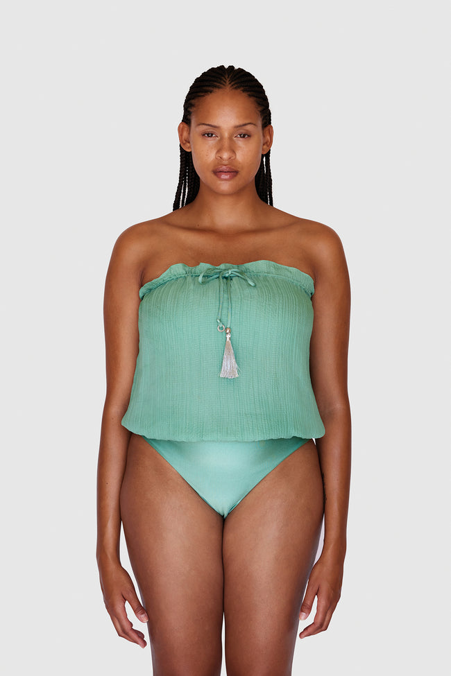 Ocean Bandeau Silk Swimsuit
