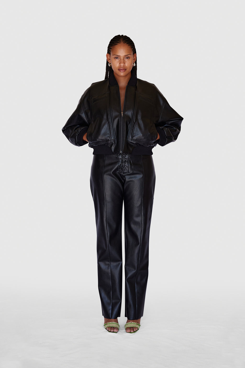 Vegan Leather Eyelet Trousers