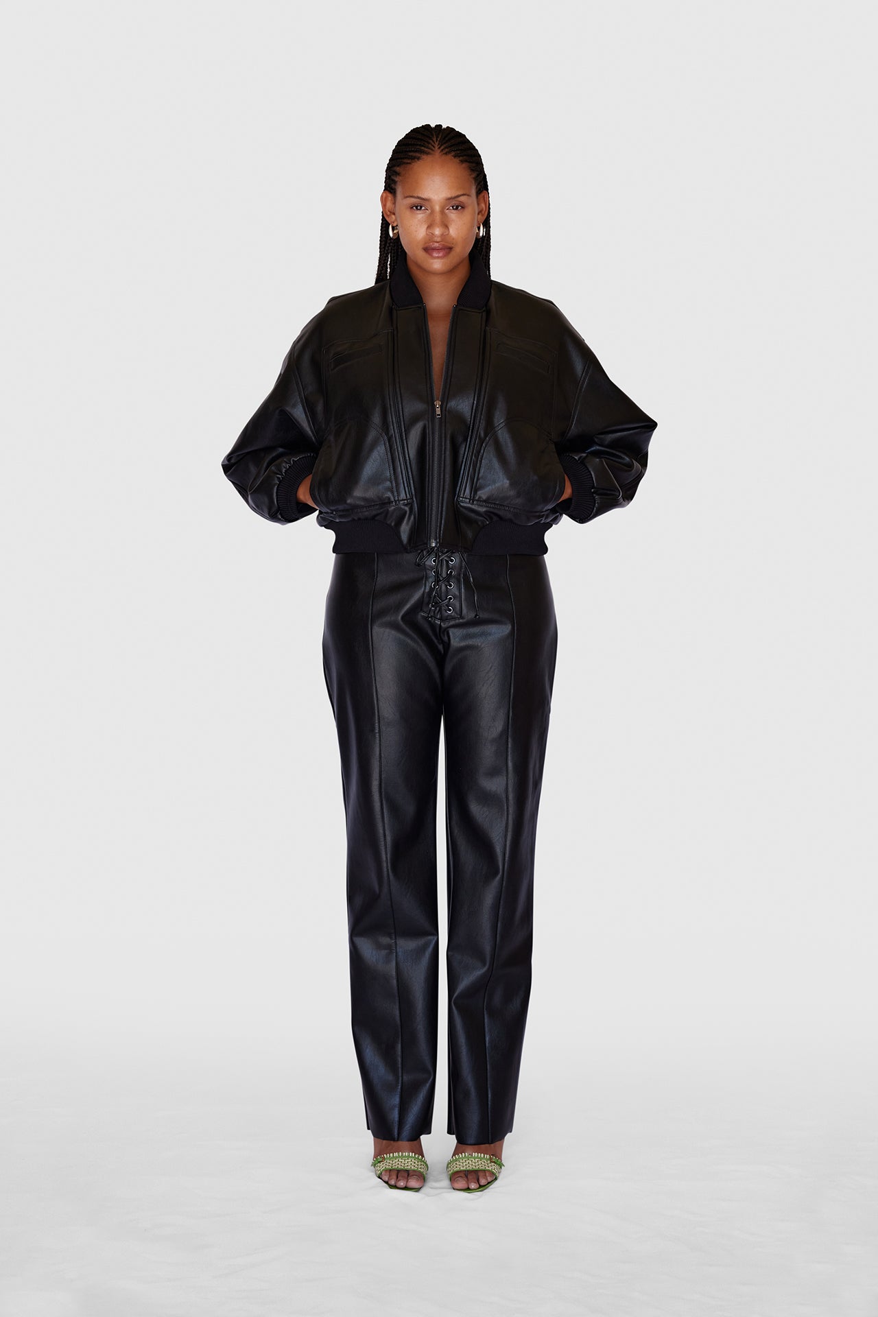 Vegan Leather Eyelet Trousers