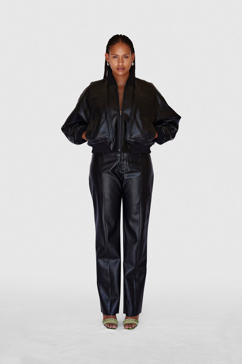 Vegan Leather Eyelet Trousers