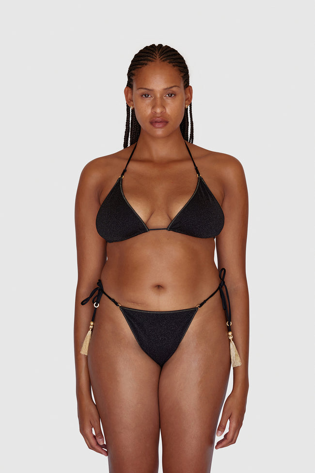 Black Glitter Triangle Bikini