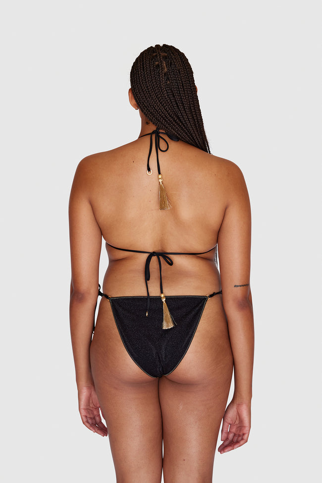 Black Glitter Triangle Bikini