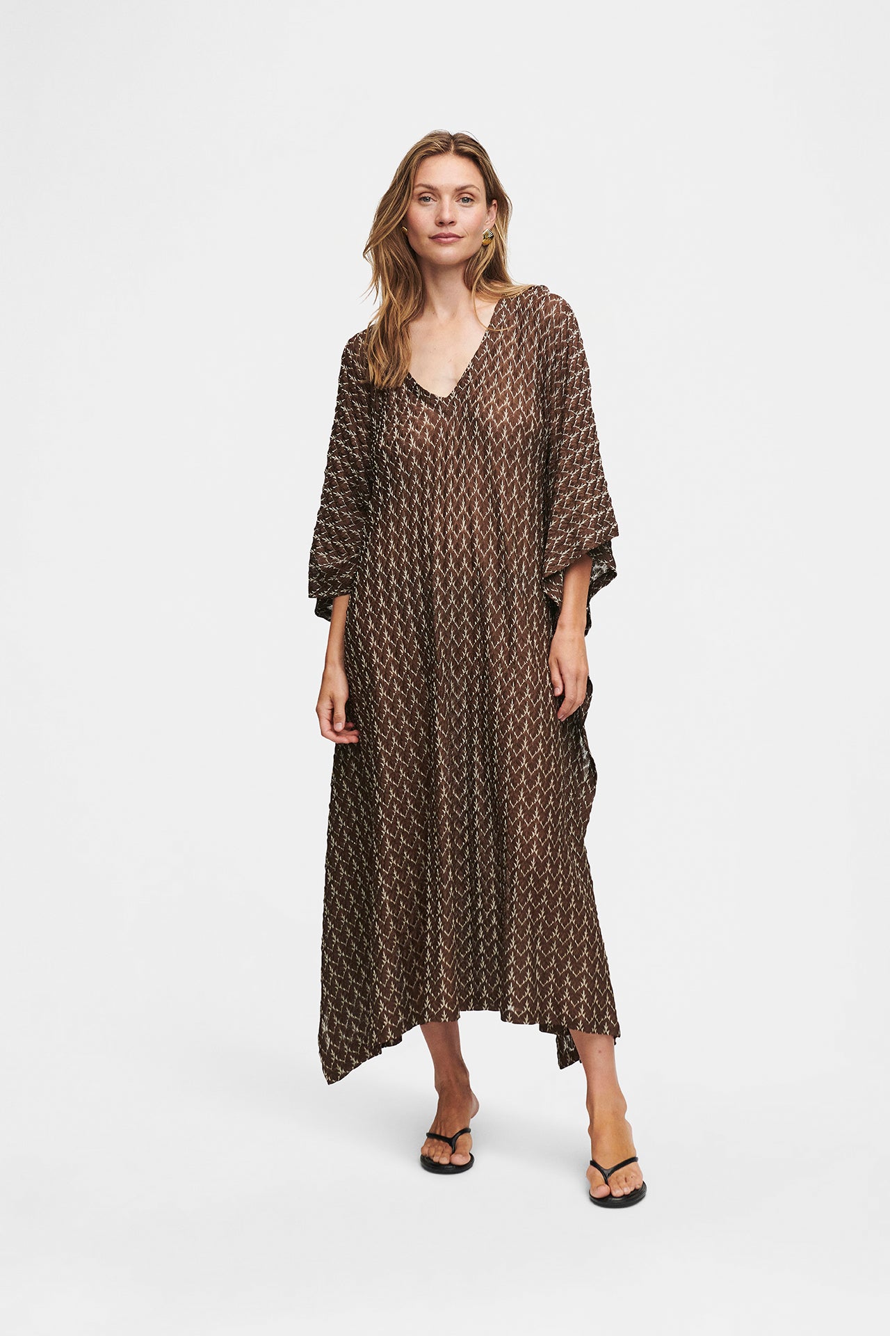 Brown Gold Knit Kaftan