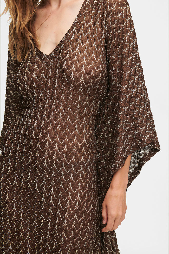 Brown Gold Knit Kaftan