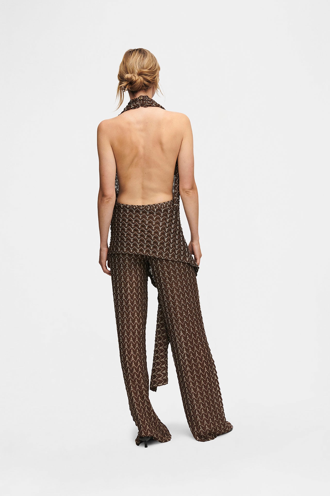 Brown Gold Knit Trousers, Italian knit, shown on model wearing size S, HANNE BLOCH