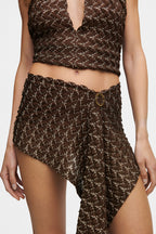 Brown Gold Knit Scarf Set / Top